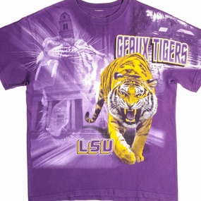 VINTAGE ALL OVER PRINT LSU TIGERS TEE SHIRT SIZE LARGE Breathable and Comfortable Practical Wear