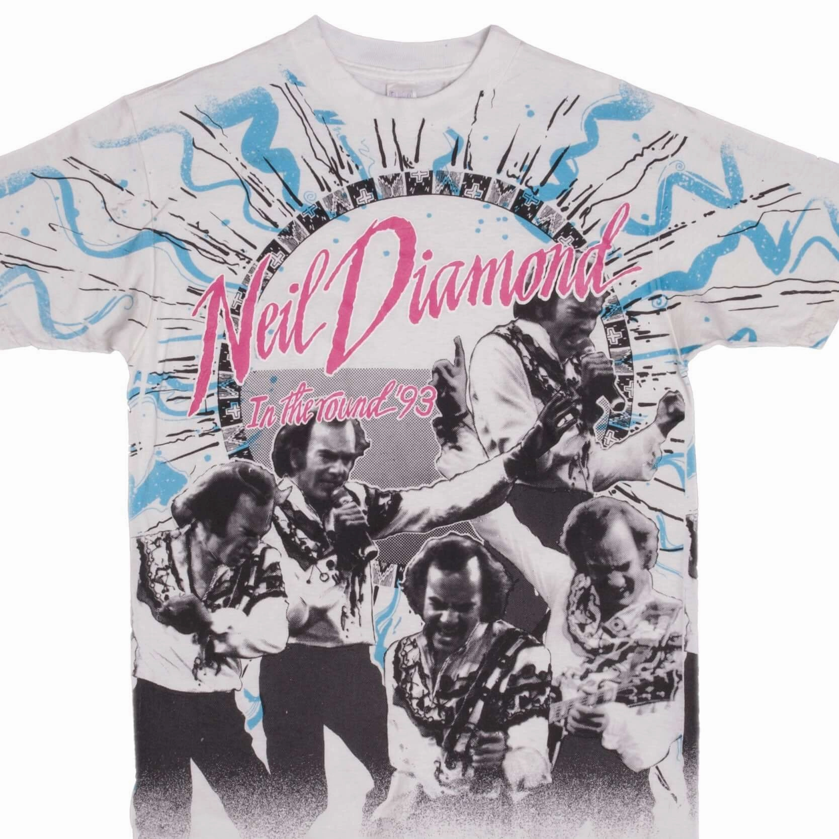 VINTAGE ALL OVER PRINT NEIL DIAMOND IN THE ROUND 1993 TEE SHIRT SIZE MEDIUM Low Environmental Impact