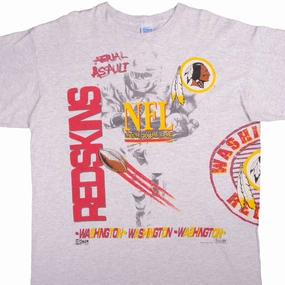 Washable fabric VINTAGE ALL OVER PRINT NFL WASHINGTON REDSKINS 1991 TEE SHIRT XL MADE USA