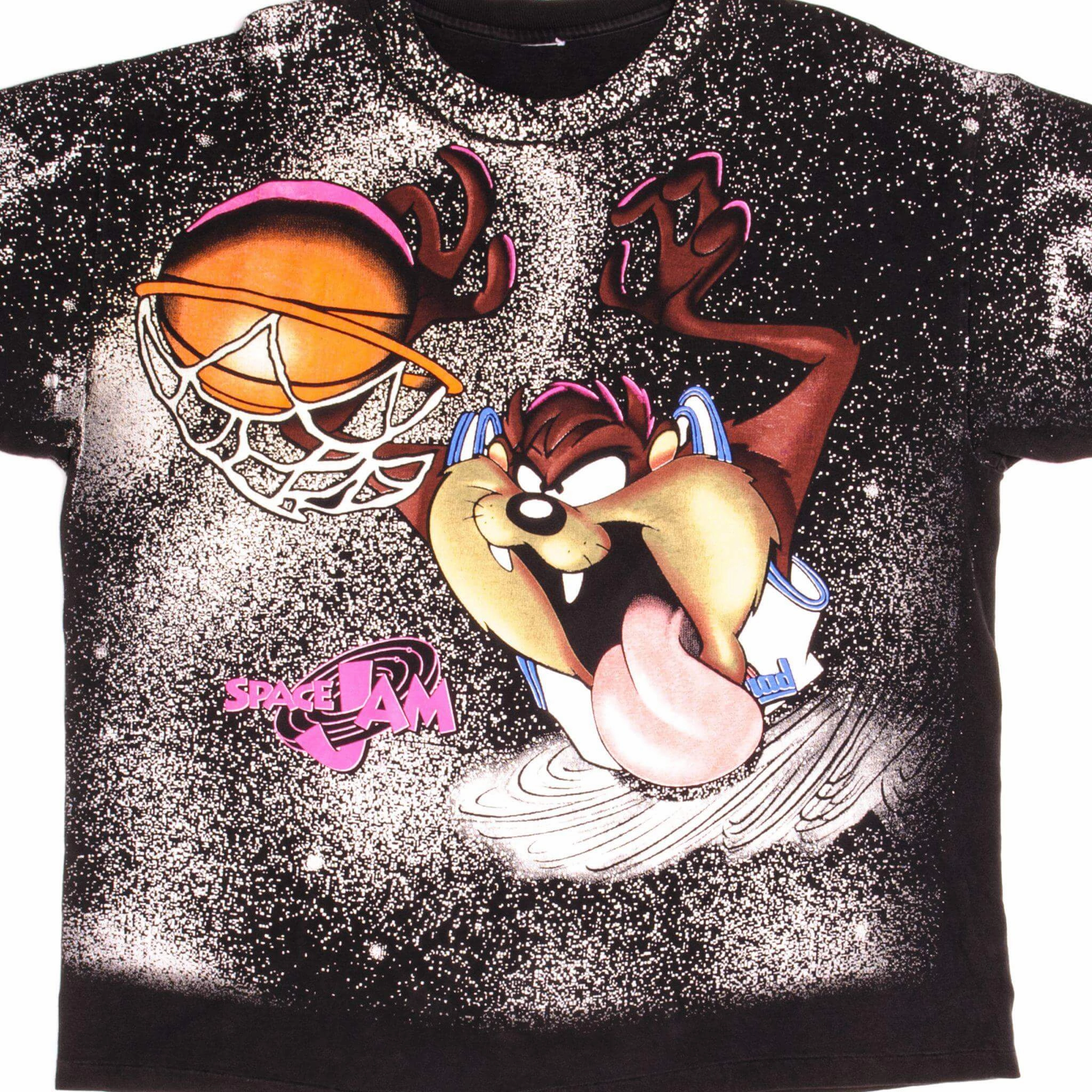 weekday wear VINTAGE ALL OVER PRINT TAZ LOONEY TUNES SPACE JAM TEE SHIRT 1990s SIZE 2XL