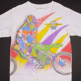 Comfy Stretch Fit Fit Design VINTAGE ALL OVER PRINT US SUPERCROSS X SERIES 1995 TEE SHIRT SIZE XL