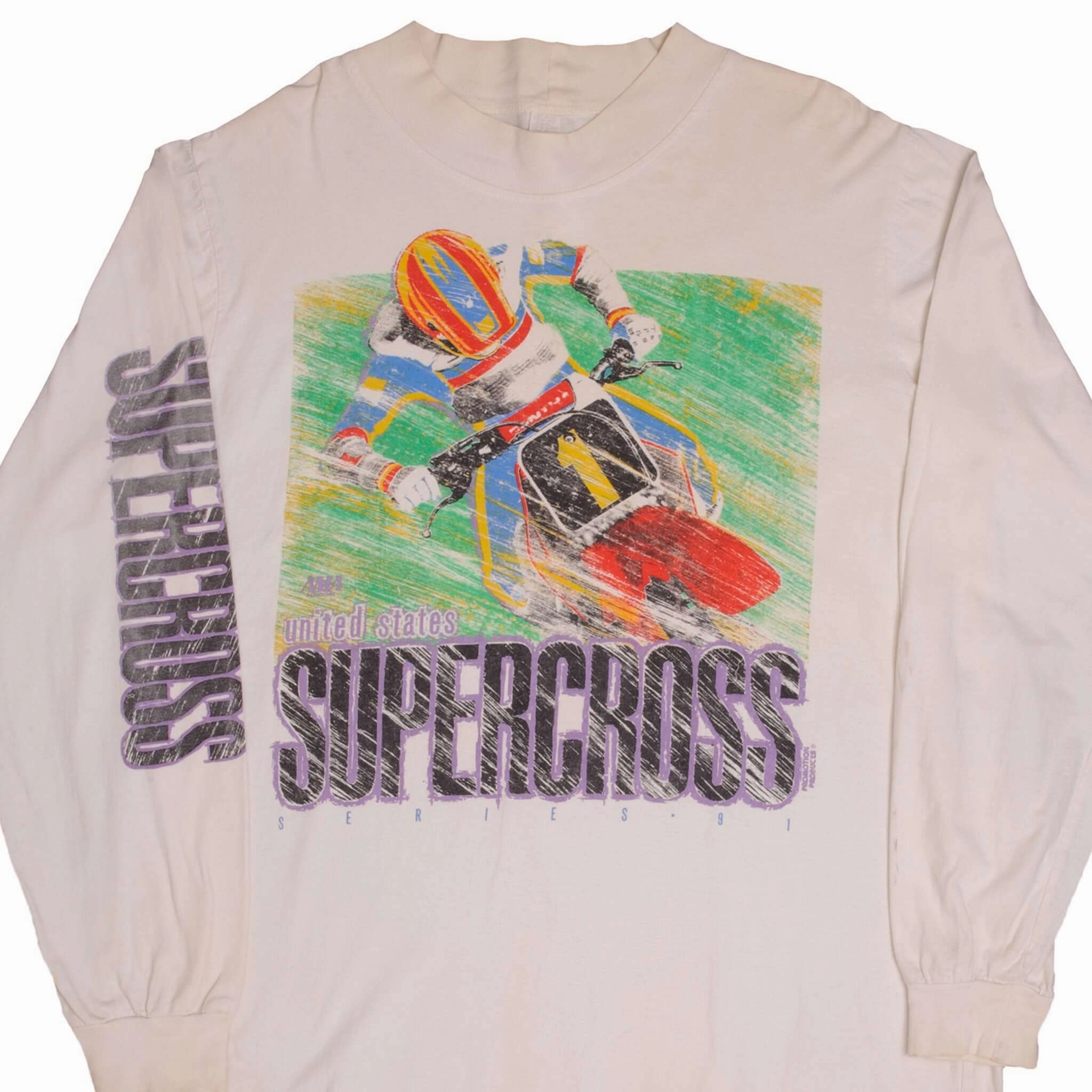VINTAGE AMA MOTOCROSS USA SUPERCROSS 1991 LONG SLEEVE TEE SHIRT SIZE XL Cycling endurance