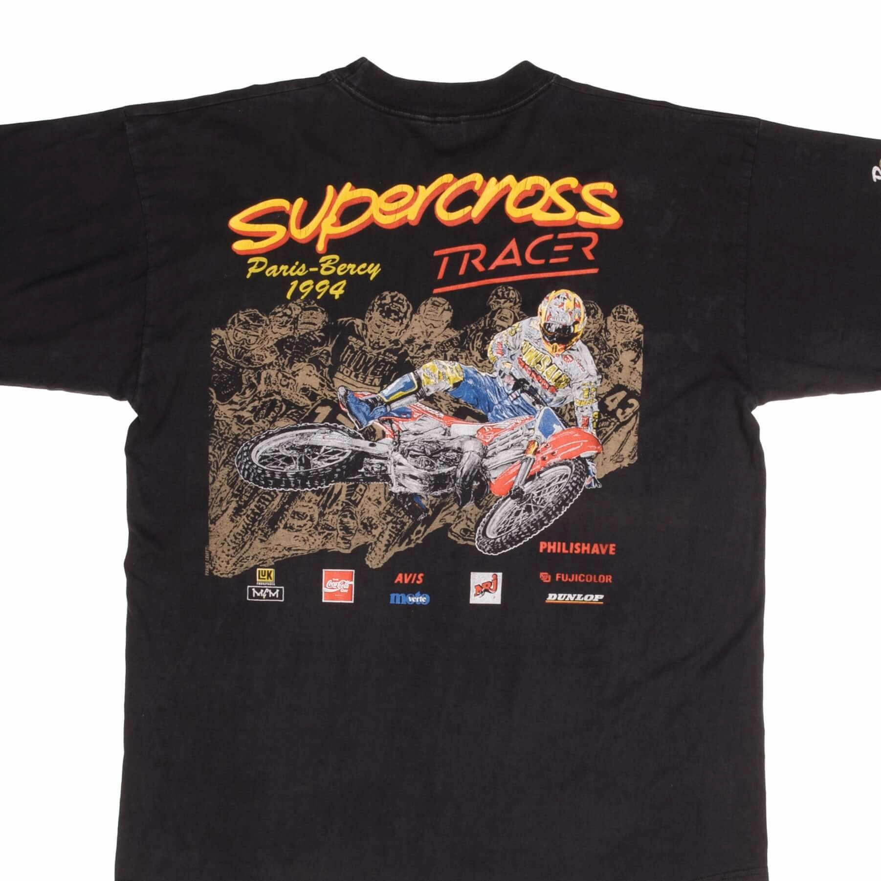 funky VINTAGE AMA MX MOTOCROSS SUPERCROSS TRACER PARIS BERCY TEE SHIRT 1994 XL