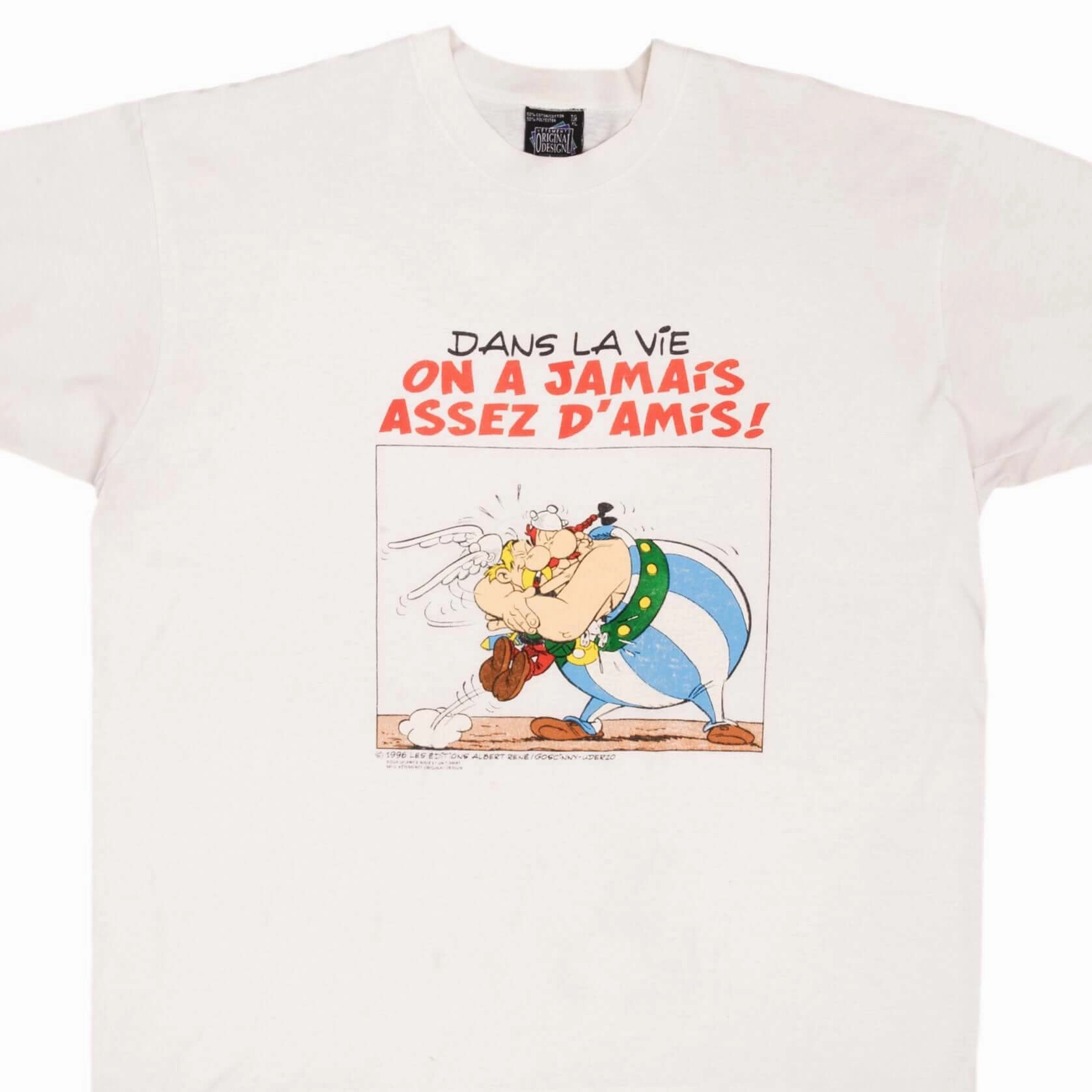 Beaded details VINTAGE ASTERIX & OBELIX ON A JAMAIS ASSEZ D'AMIS TEE SHIRT 1996 SIZE XL