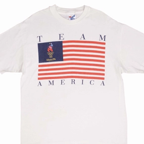 VINTAGE ATLANTA OLYMPIC GAMES 1996 TEAM AMERICA TEE SHIRT SIZE LARGE MADE IN USA Sleek Fit