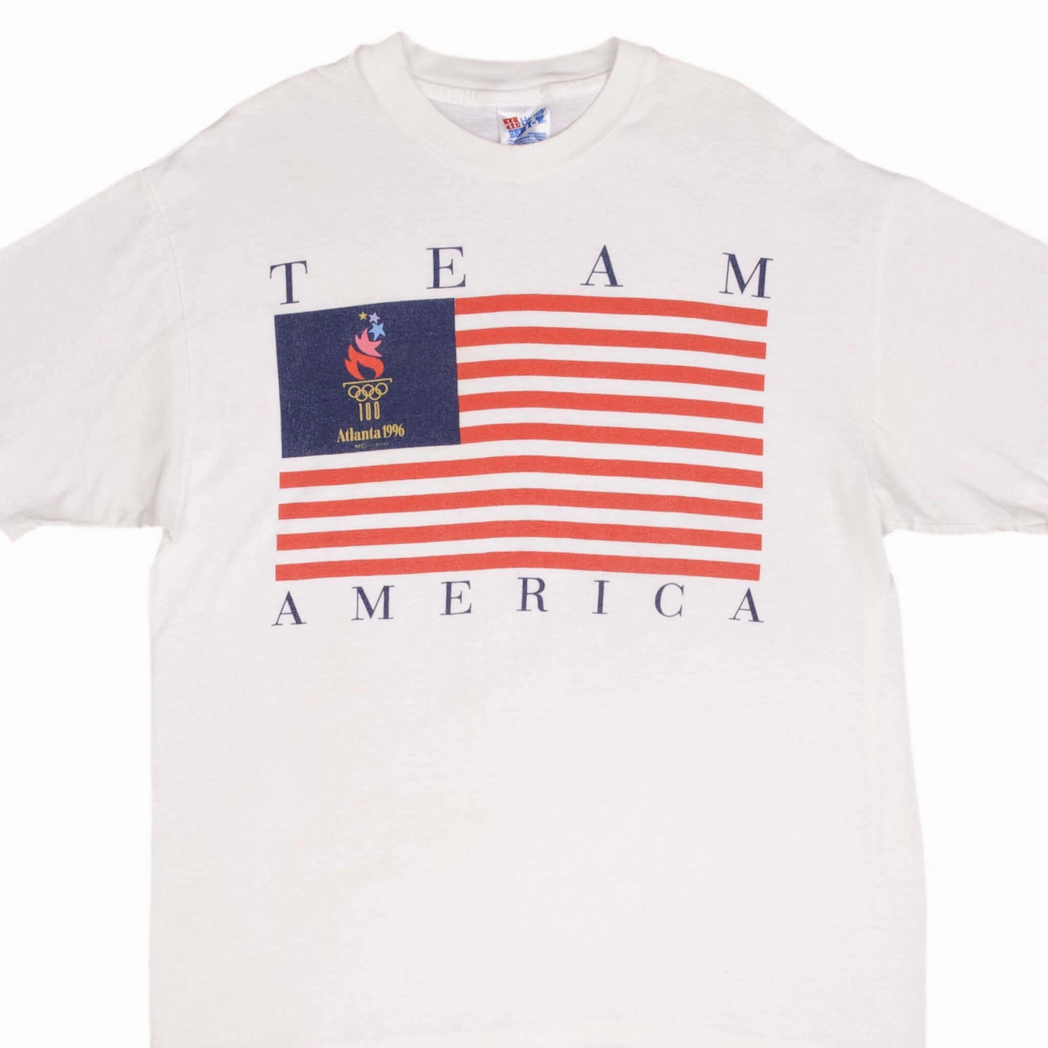 VINTAGE ATLANTA OLYMPIC GAMES 1996 TEAM AMERICA TEE SHIRT SIZE LARGE MADE IN USA Sleek Fit