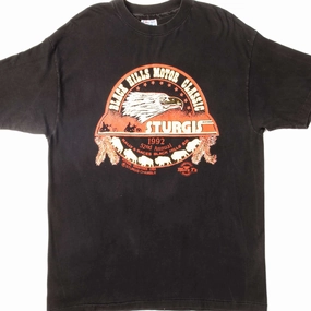 VINTAGE BLACK HILLS MOTOR CLASSIC STURGIS TEE SHIRT 1992 SIZE LARGE MADE IN USA Bohemian style Unisex versatility
