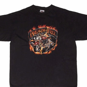 Cozy Design VINTAGE BREAKING FREE WOLF BIKER TEE SHIRT 1990S SIZE 2XL