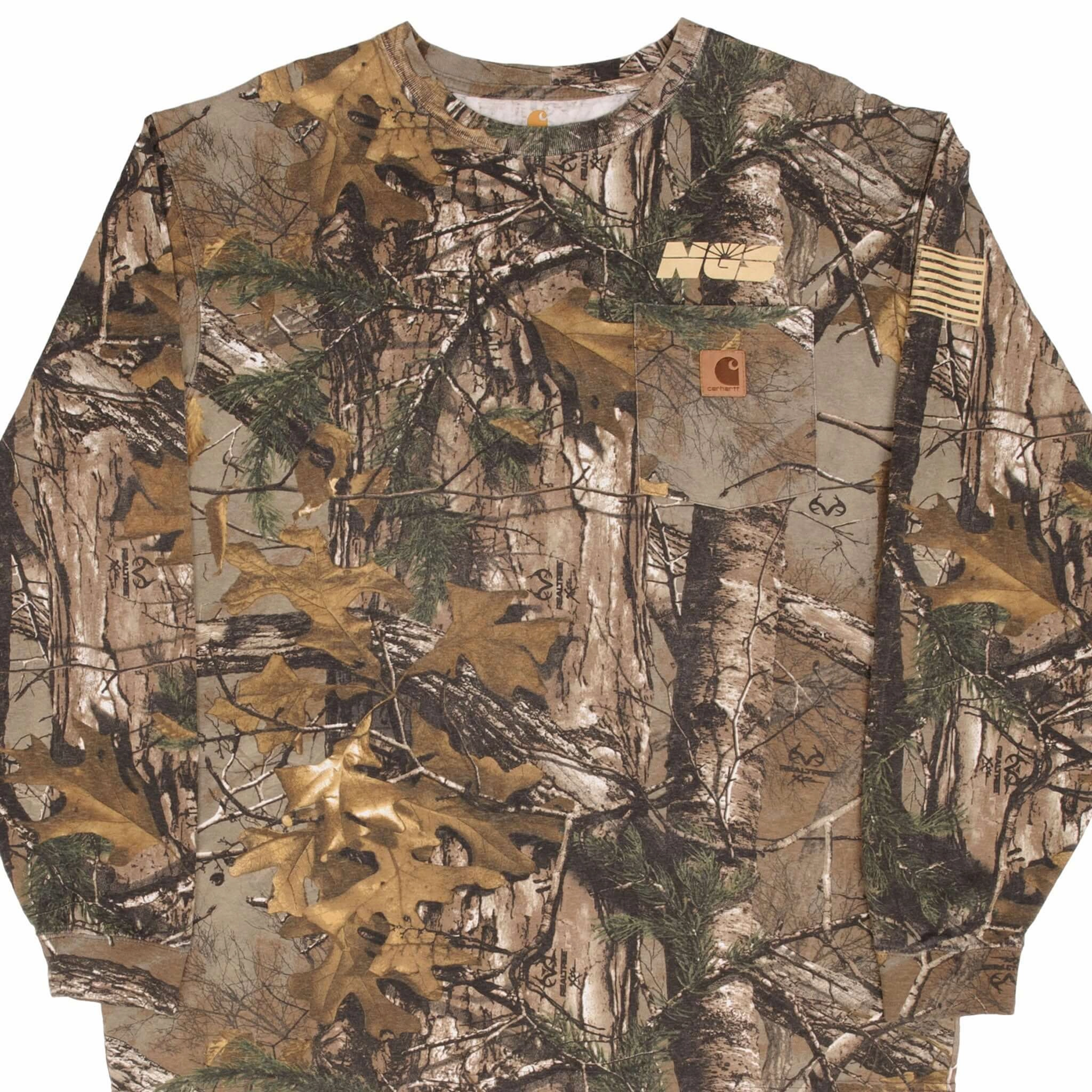 Stylish Casual VINTAGE CARHARTT HUNTING REALTREE XTRA CAMO LONG SLEEVE POCKET TEE SHIRT LARGE