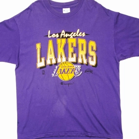 VINTAGE CHAMPION NBA LOS ANGELES LAKERS TEE SHIRT EARLY 90S SIZE XL MADE IN USA Breathable Stretch Fit