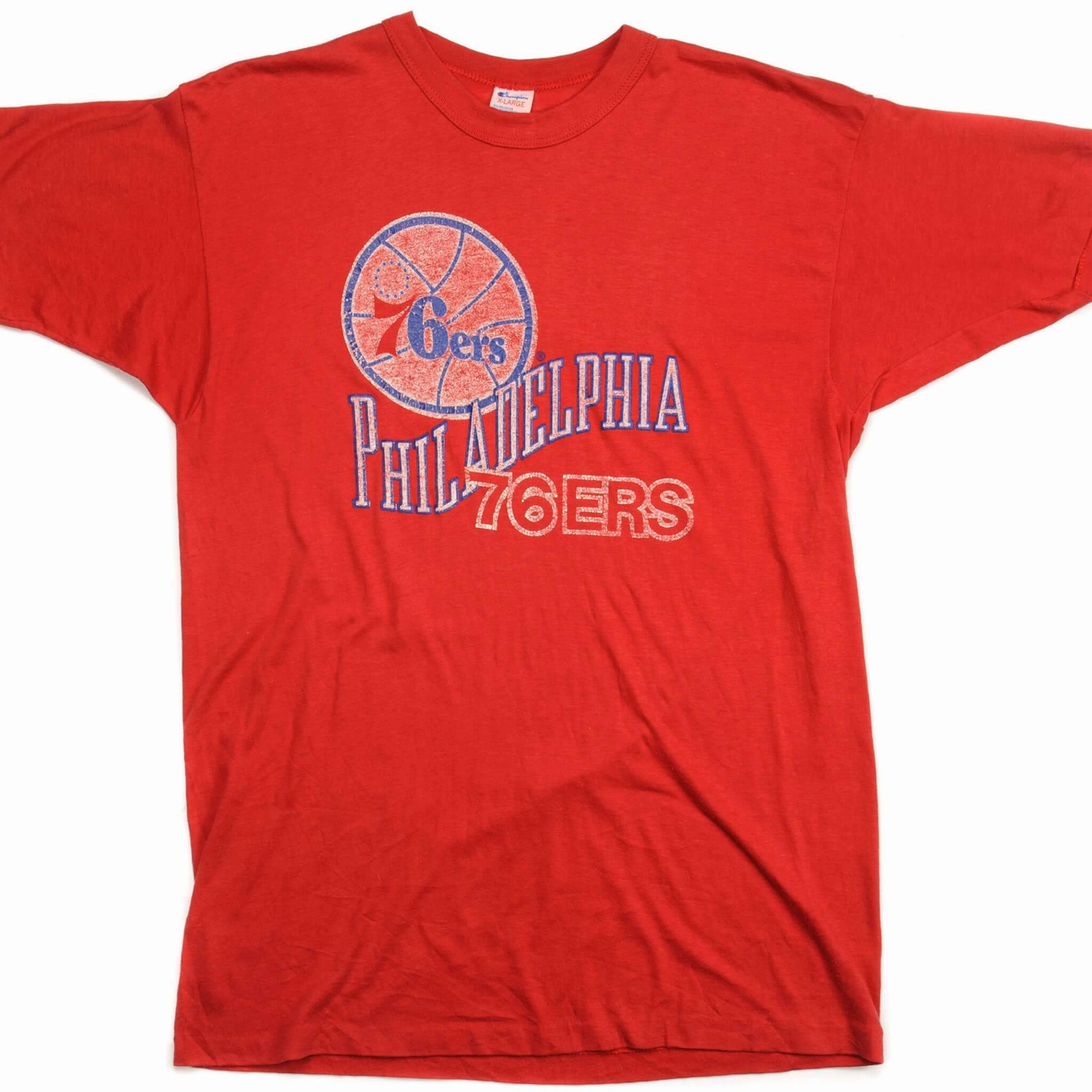 Light Stretch VINTAGE CHAMPION NBA PHILADELPHIA 76ERS TEE SHIRT EARLY 1980S MEDIUM MADE IN USA