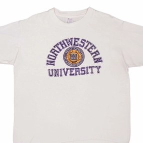 Sporty Stretch Fit VINTAGE CHAMPION NORTHWESTERN UNIVERSITY TEE SHIRT 1980S SIZE XL MADE IN USA