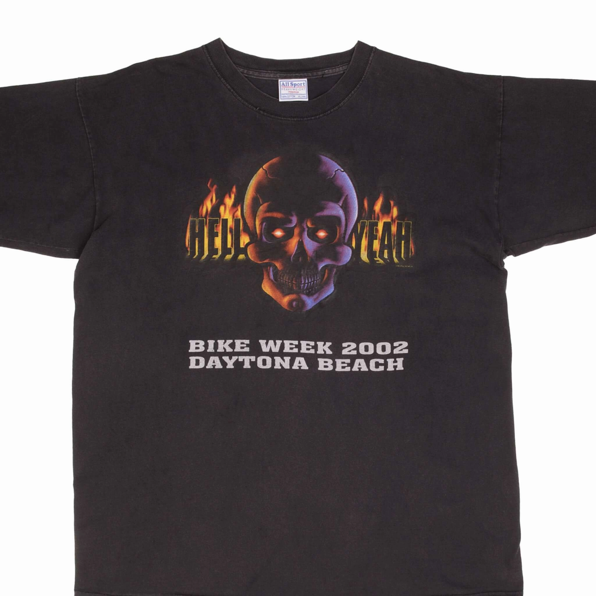 Seasonal Outfit Glossy Look VINTAGE DAYTONA BEACH BIKE WEEK 2002 HELL YEAH TEE SHIRT SIZE XL