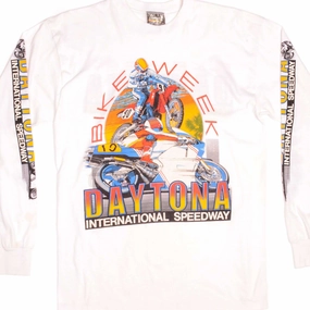 VINTAGE DAYTONA BIKE WEEK LONG SLEEVES TEE SHIRT 1990s SIZE MEDIUM MADE IN USA Breathable Fit Wear