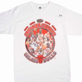 print design sporty and comfortable VINTAGE DEASTOCK NBA CHICAGO BULLS 1997 CHAMPIONS TEE SHIRT LARGE MADE USA