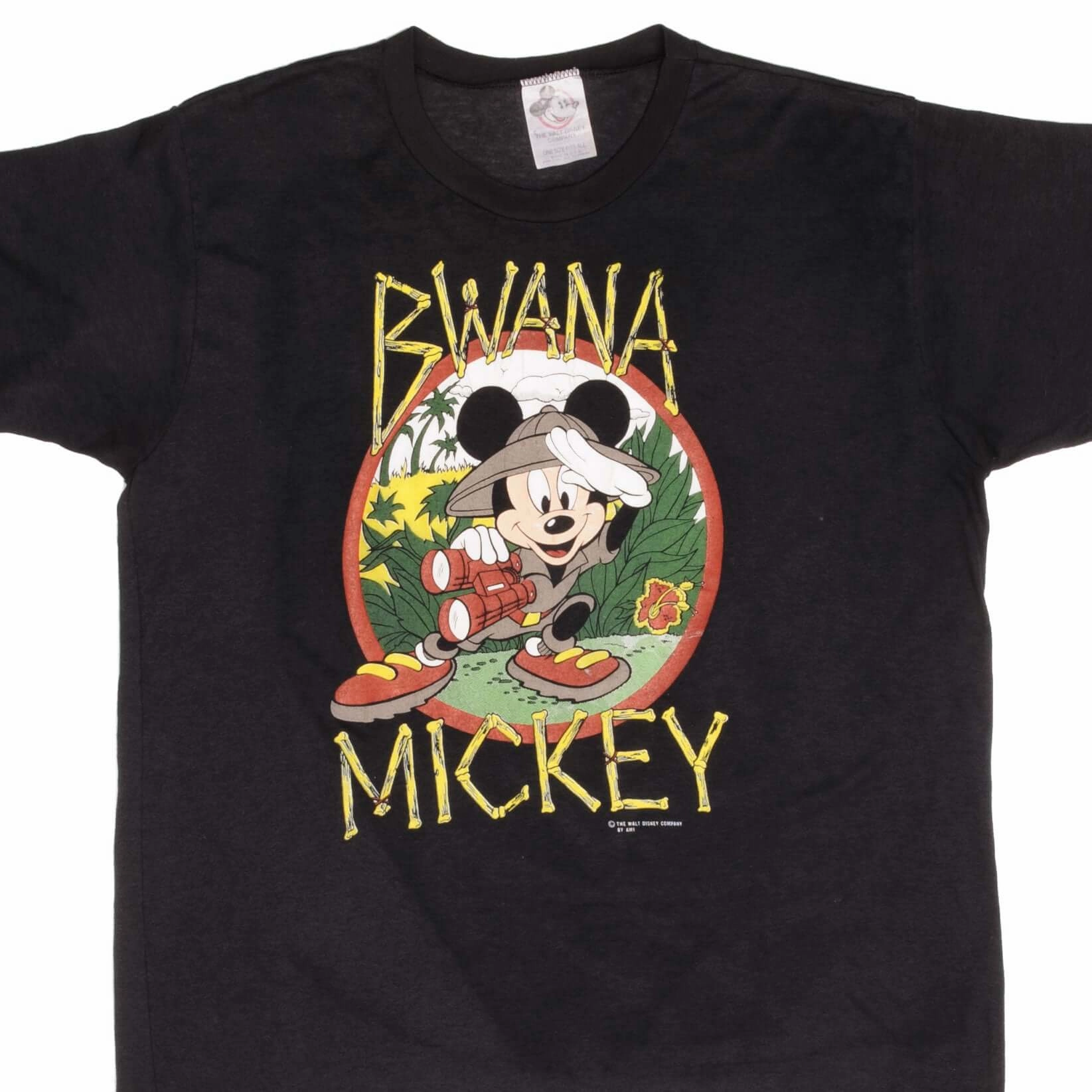 VINTAGE DISNEY BWANA MICKEY MOUSE 1980S TEE SHIRT SIZE XL MADE IN USA Sporty Comfort Wear Outdoor Sports