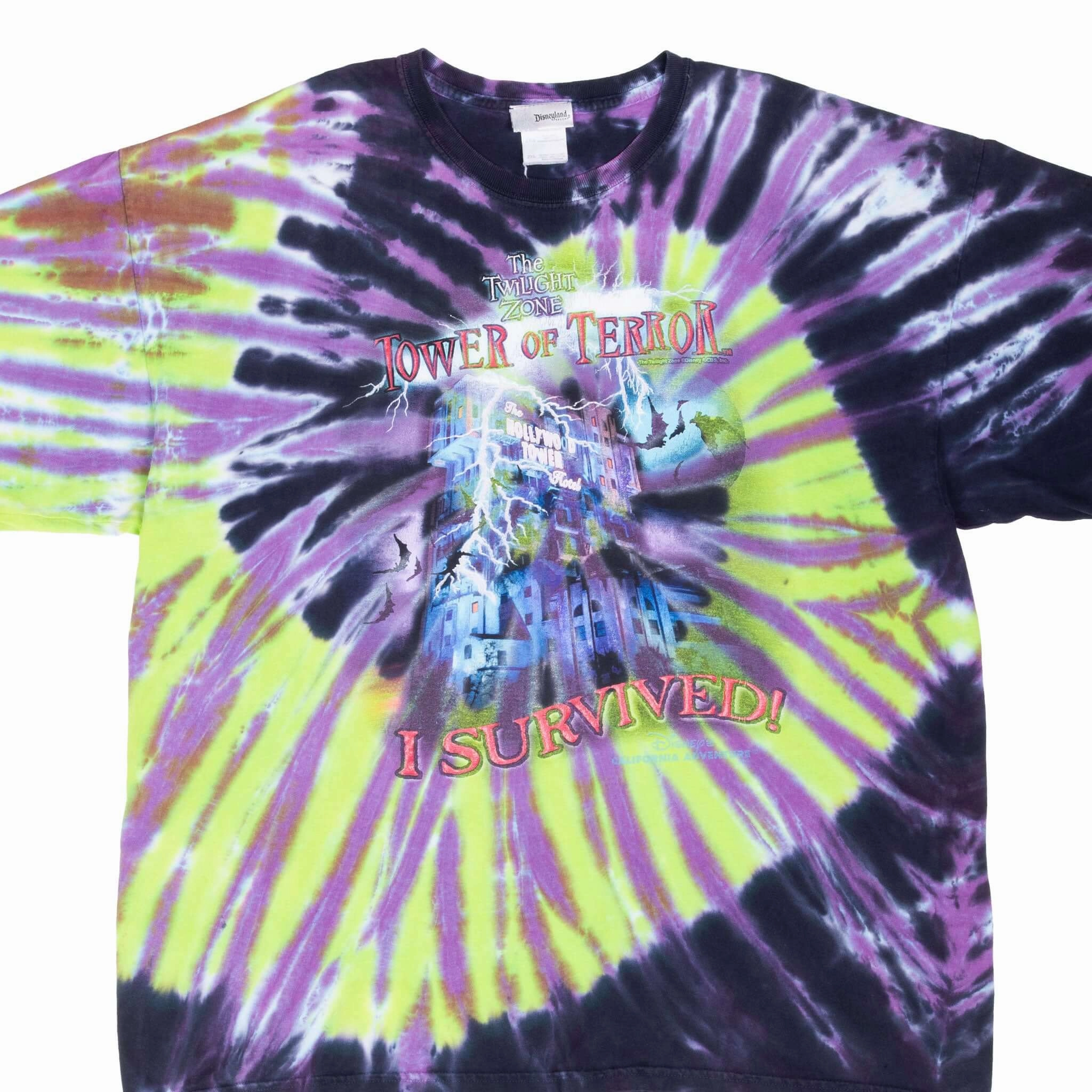 VINTAGE DISNEY HOLLYWOOD TOWER OF TERROR 1990S TIE DYE TEE SHIRT 2XL Street Smart Look MultipurposeUse