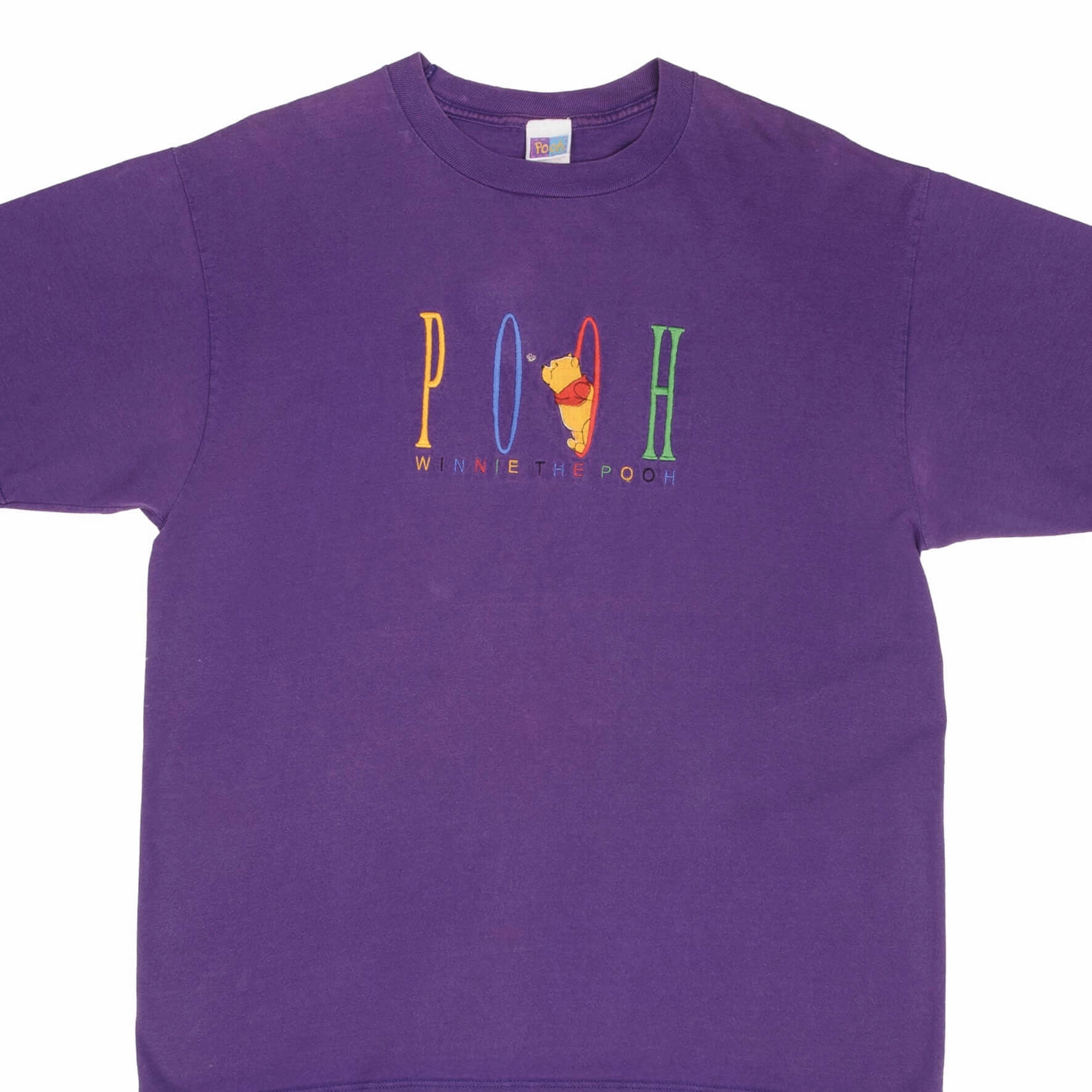 VINTAGE DISNEY WINNIE THE POOH EMBROIDERED 1990S TEE SHIRT SIZE XL MADE IN USA V neck Fur combination