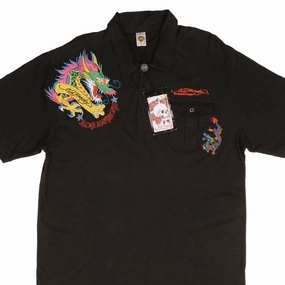 VINTAGE ED HARDY DRAGON EMBROIDERED POLO SHIRT 2000S SIZE XL DEADSTOCK Anti-pilling Layering Comfort Wear