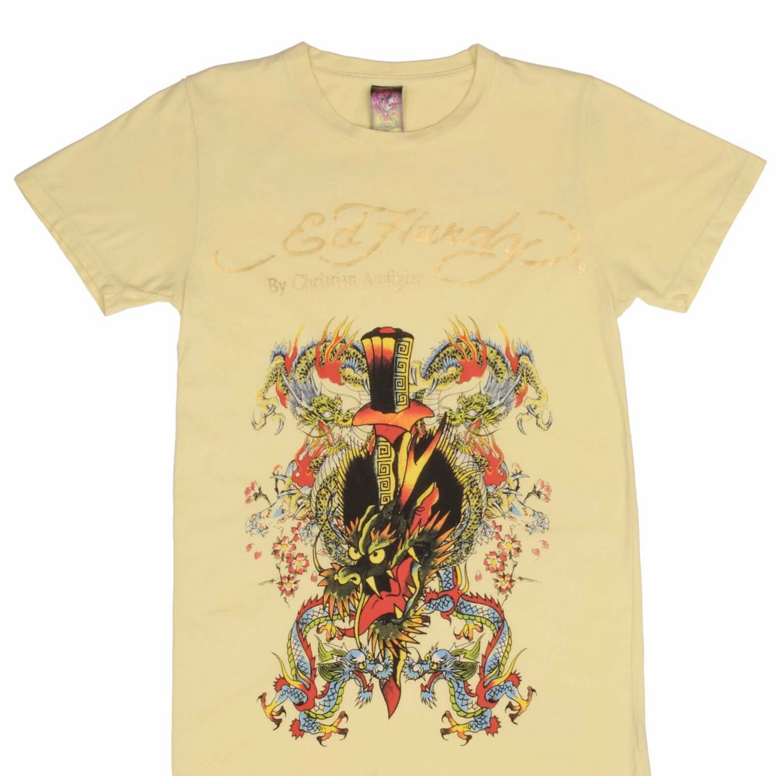 VINTAGE ED HARDY DRAGON TEE SHIRT 2000S SIZE XS MADE IN USA Relaxed and Easy Easy Wear Style