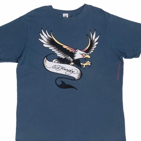 VINTAGE ED HARDY EAGLE BLUE TEE SHIRT 2000S SIZE XL Casual Mode