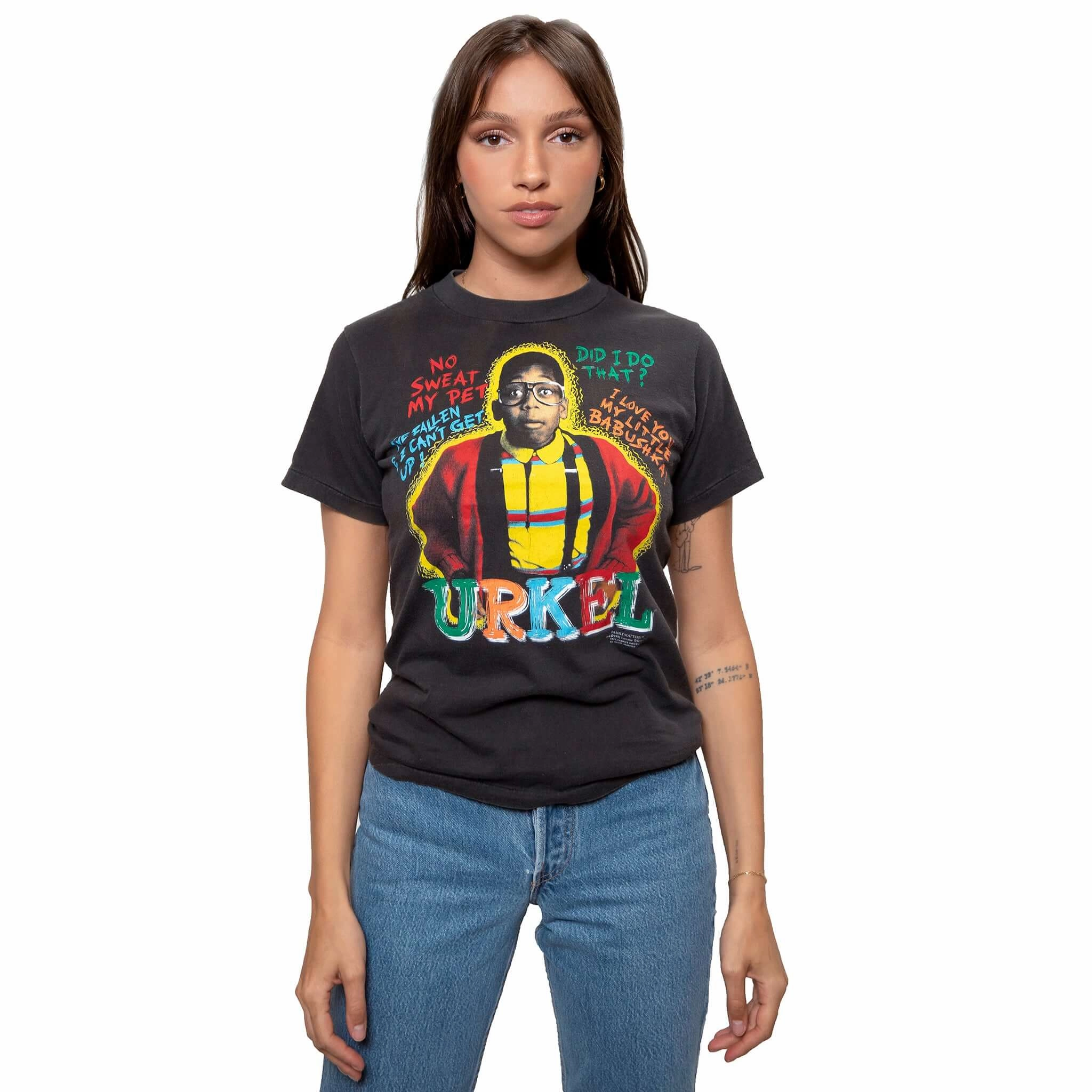 Cashmere combination Comfy Vibes VINTAGE FAMILY MATTERS URKEL TEE SHIRT 1991 SIZE SMALL MADE IN USA