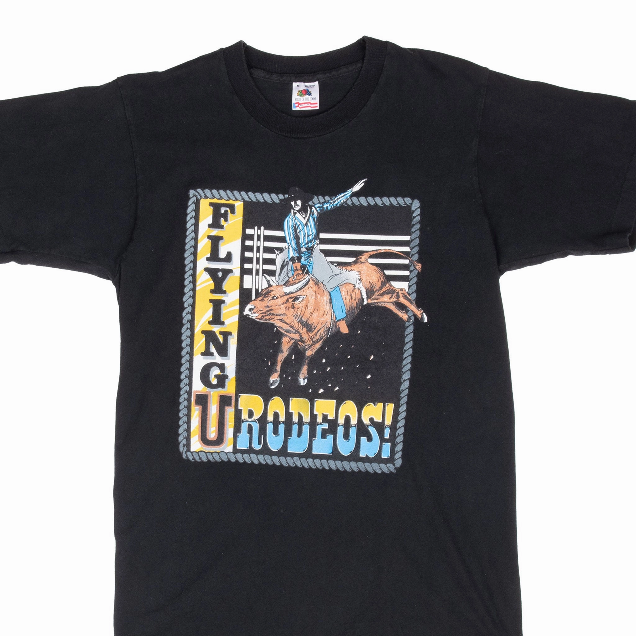 VINTAGE FLYING U RODEOS TEE SHIRT 1990S SIZE SMALL MADE IN USA Casual Layer Wear Long Lasting Color