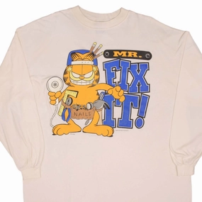 VINTAGE GARFIELD MR  FIX IT 1990S LONG SLEEVE TEE SHIRT SIZE 2XL Comfy Pieces