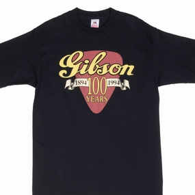 Indoor Comfort Cozy Comfort Fit VINTAGE GIBSON GUITARS 100 YEARS ANNIVERSARY TEE SHIRT 1994 MEDIUM MADE IN USA