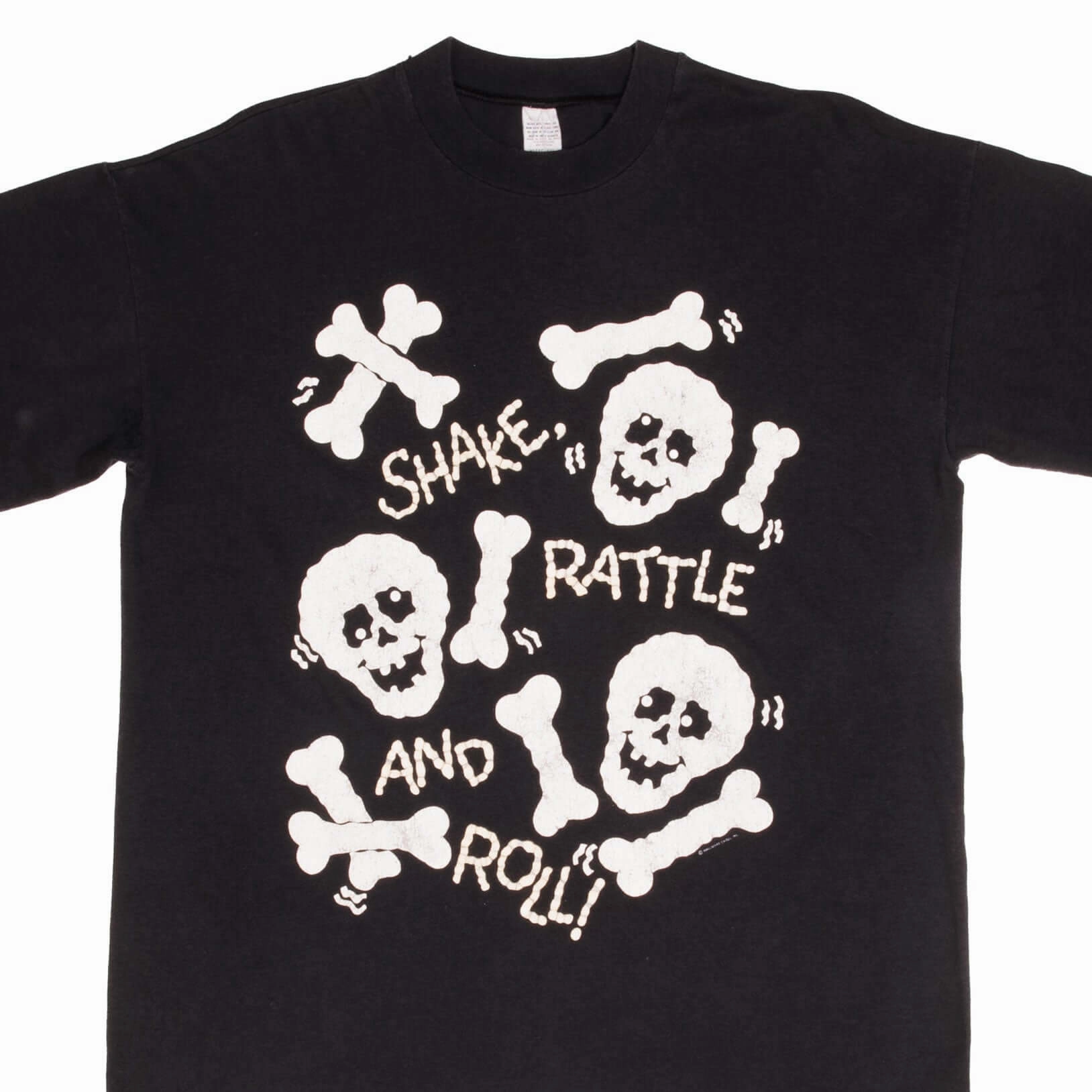 VINTAGE GRAPHIC HALLMARK SHAKE RATTLE AND ROLL 1980S TEE SHIRT LARGE MADE IN USA Performance Layer Stretch Material