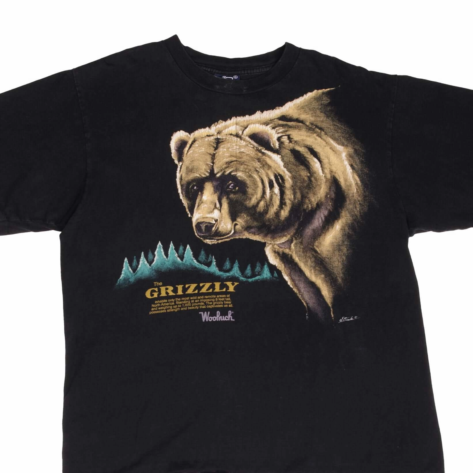 Sport Wear VINTAGE GRIZZLY BEAR 1991 ANIMAL PRINT WOOLRICH TEE SHIRT SIZE XL MADE IN USA