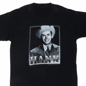 VINTAGE HANK WILLIAMS THE LEGEND CONTINUES 1996 TEE SHIRT XL Collared formality