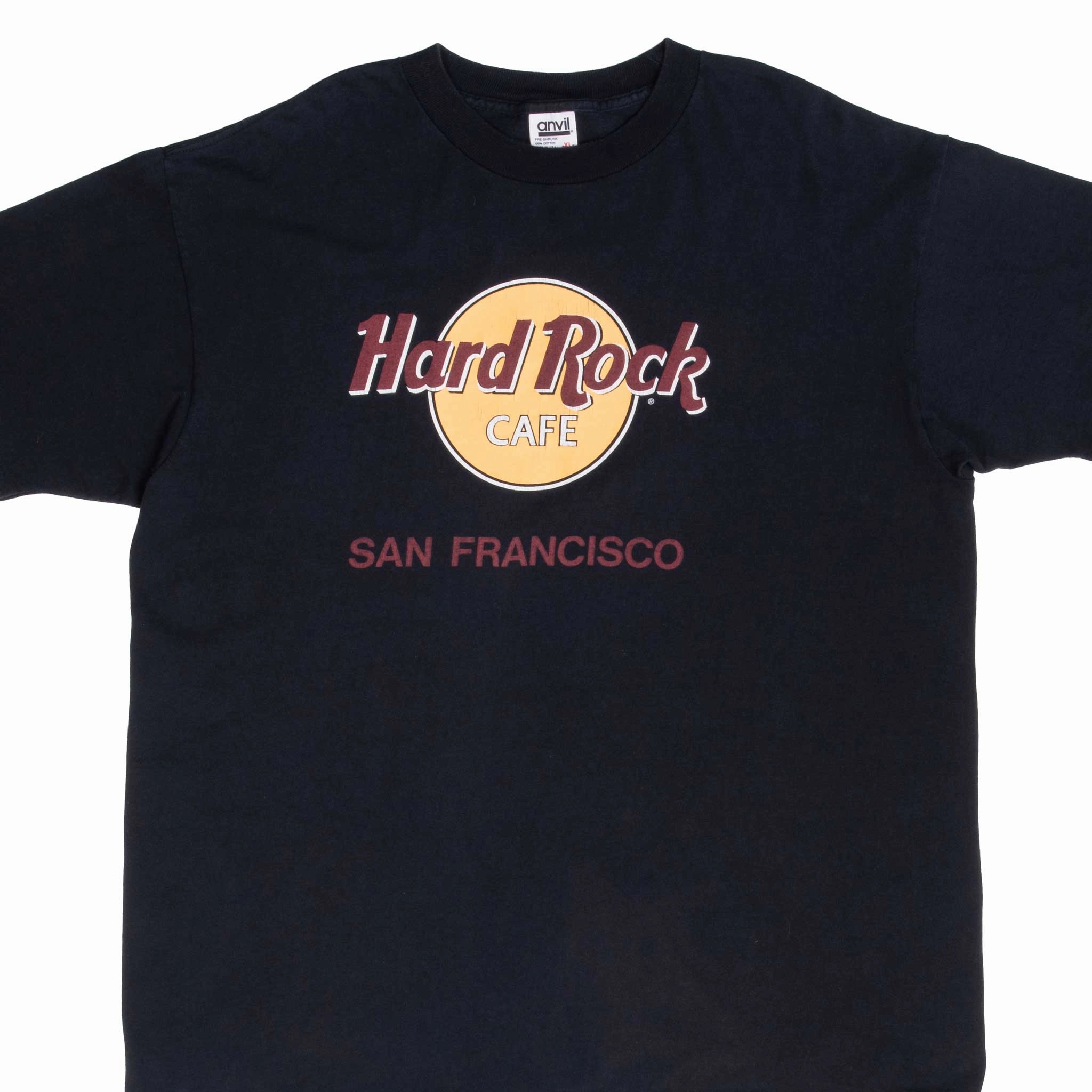 VINTAGE HARD ROCK CAFE SAN FRANCISCO BLACK TEE SHIRT 1990S SIZE XL MADE IN USA Breathable Style LayeredHemDetails