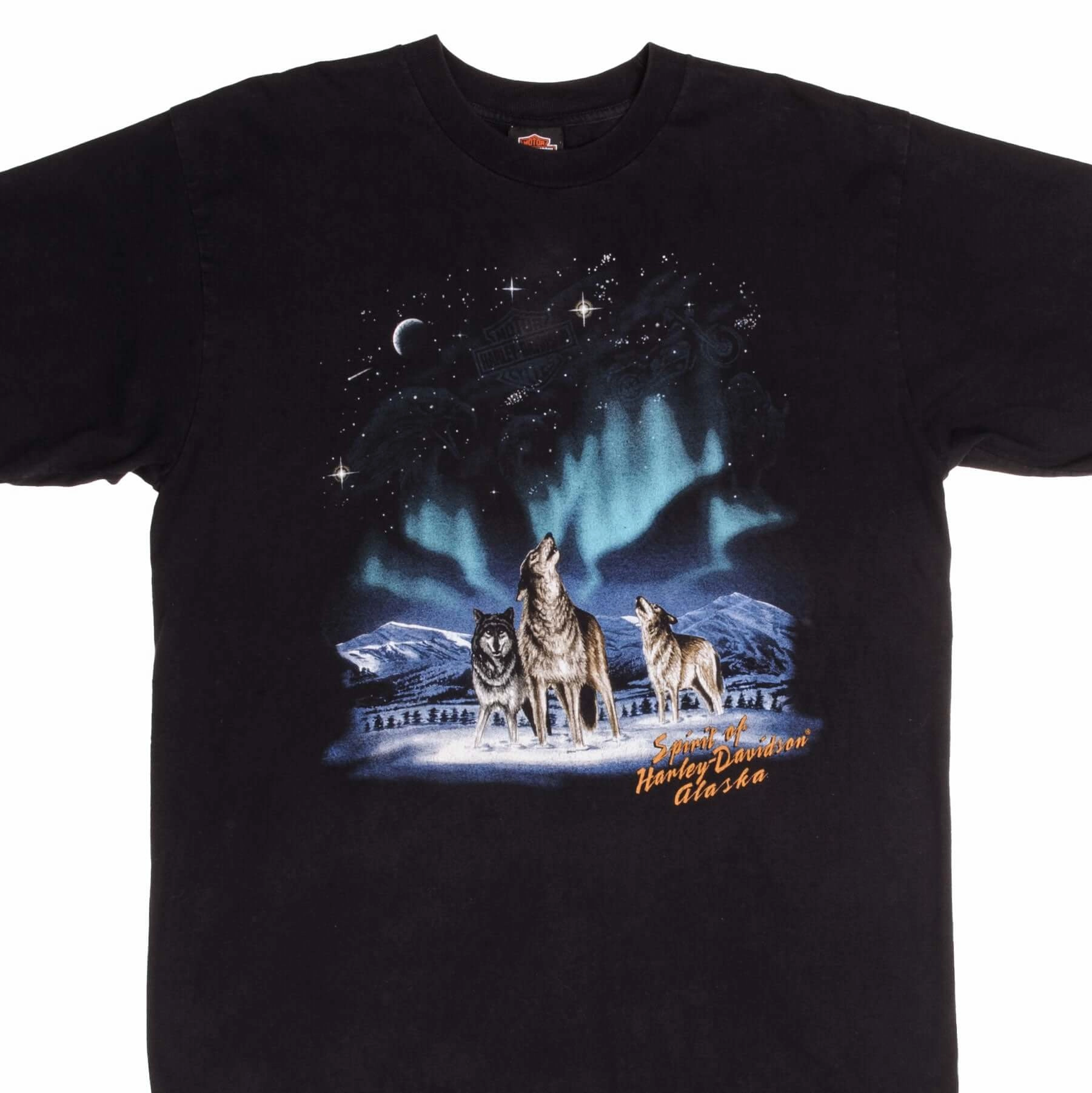 Sublimation Printed Collar Slim Fit Comfort VINTAGE HARLEY DAVIDSON ALASKA WOLF TEE SHIRT 2005 SIZE XL MADE IN USA