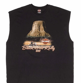VINTAGE HARLEY DAVIDSON BLACK HILL RALLY TANK TOP TEE SHIRT 2007 3XL MADE IN USA Chic Vibe Comfortable Design