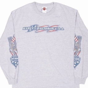 VINTAGE HARLEY DAVIDSON BROOKLYN LONG SLEEVE TEE SHIRT 2007 LARGE MADE IN USA Sport Layer Fit