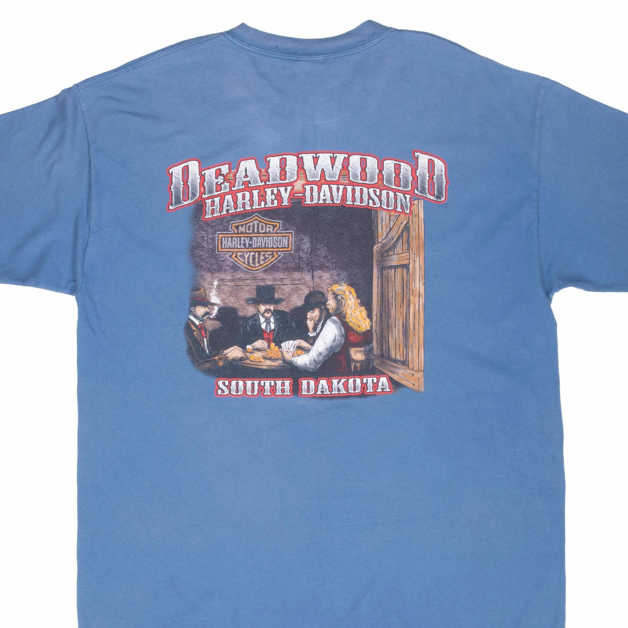 casual and comfortable Circular Knit Construction VINTAGE HARLEY DAVIDSON DEADWOOD NORTH DAKOTA TEE SHIRT 2008 XL