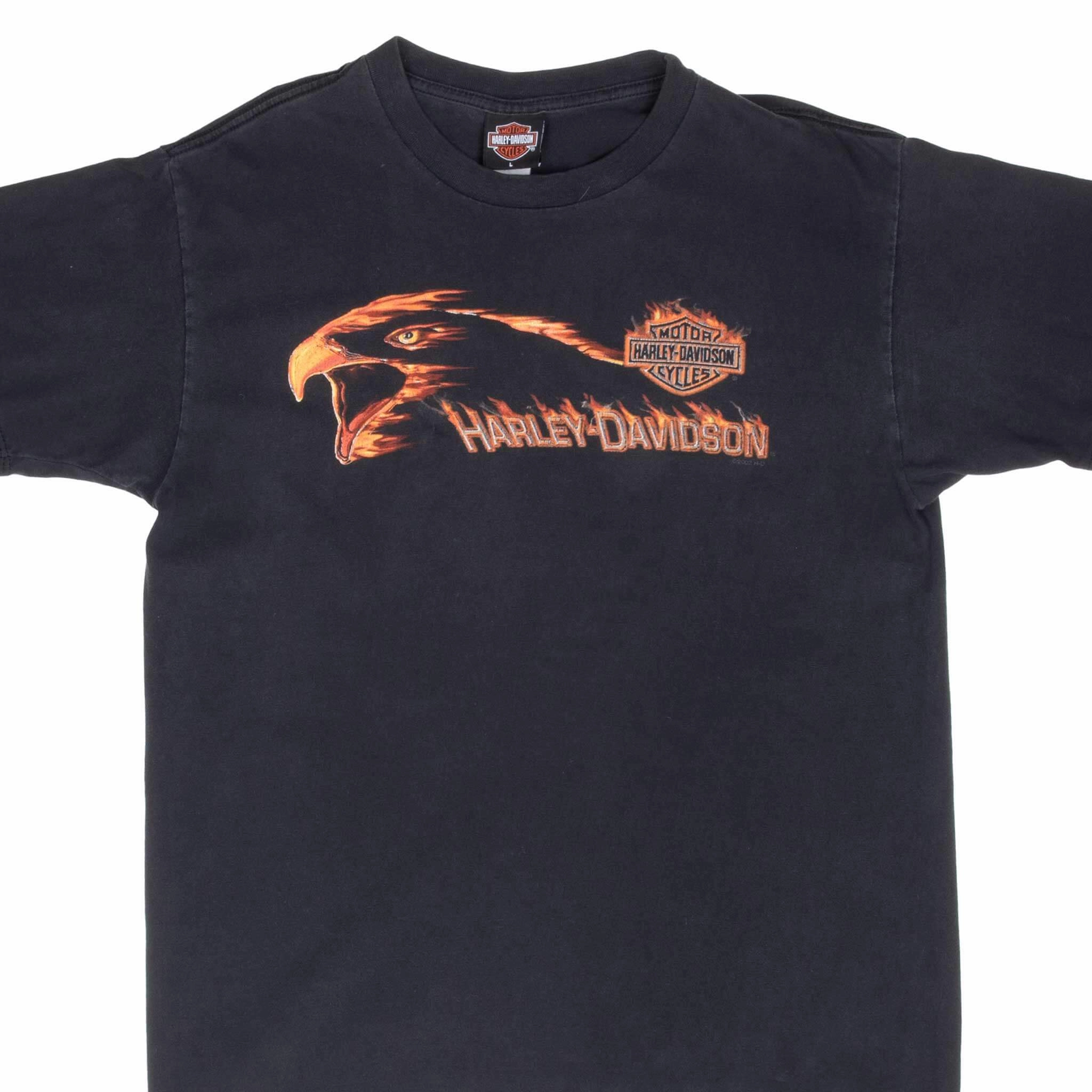VINTAGE HARLEY DAVIDSON EAGLE 2002 TEE SHIRT LARGE MADE IN USA Set In Sleeve Loose fitting comfort