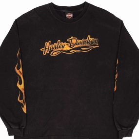 Lightweight Comfort Wear VINTAGE HARLEY DAVIDSON FLAME LONG SLEEVE TEE SHIRT 2009 SIZE XL MADE IN USA