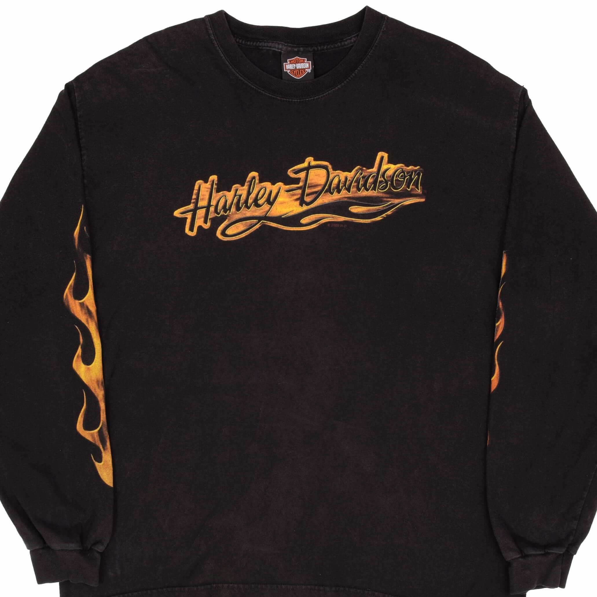 Lightweight Comfort Wear VINTAGE HARLEY DAVIDSON FLAME LONG SLEEVE TEE SHIRT 2009 SIZE XL MADE IN USA