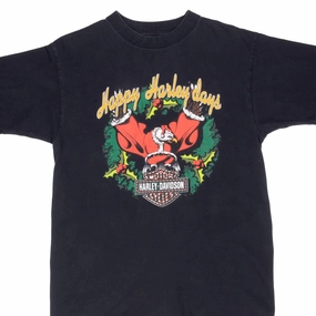 VINTAGE HARLEY DAVIDSON HAPPY HARLEY DAYS XMAS TEE SHIRT 1999 MEDIUM MADE IN USA Relaxed Layers Breathable Layer