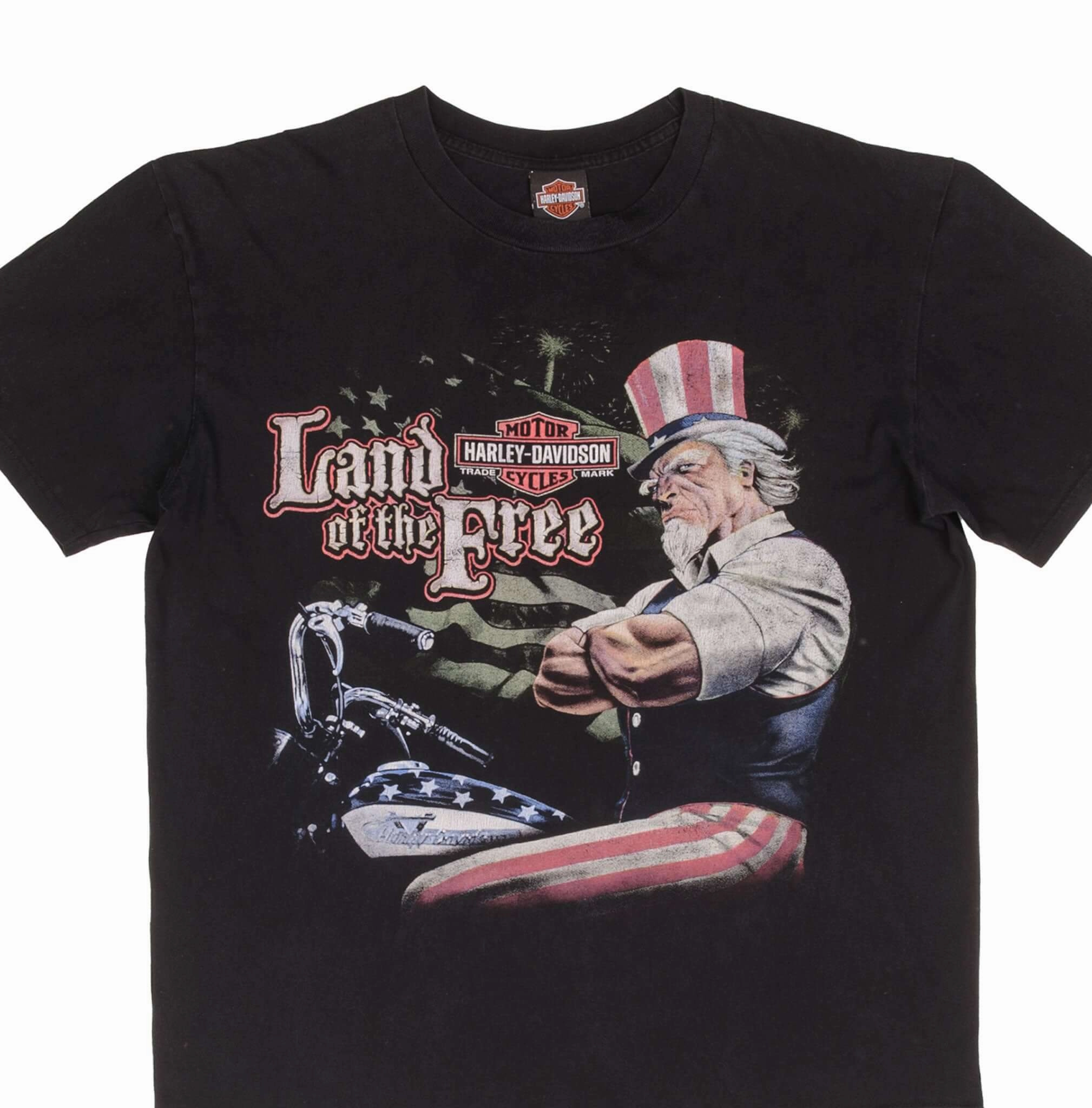 Sporty Appeal VINTAGE HARLEY DAVIDSON LAND OF FREE UNCLE SAM TEE SHIRT 2005 SIZE XL