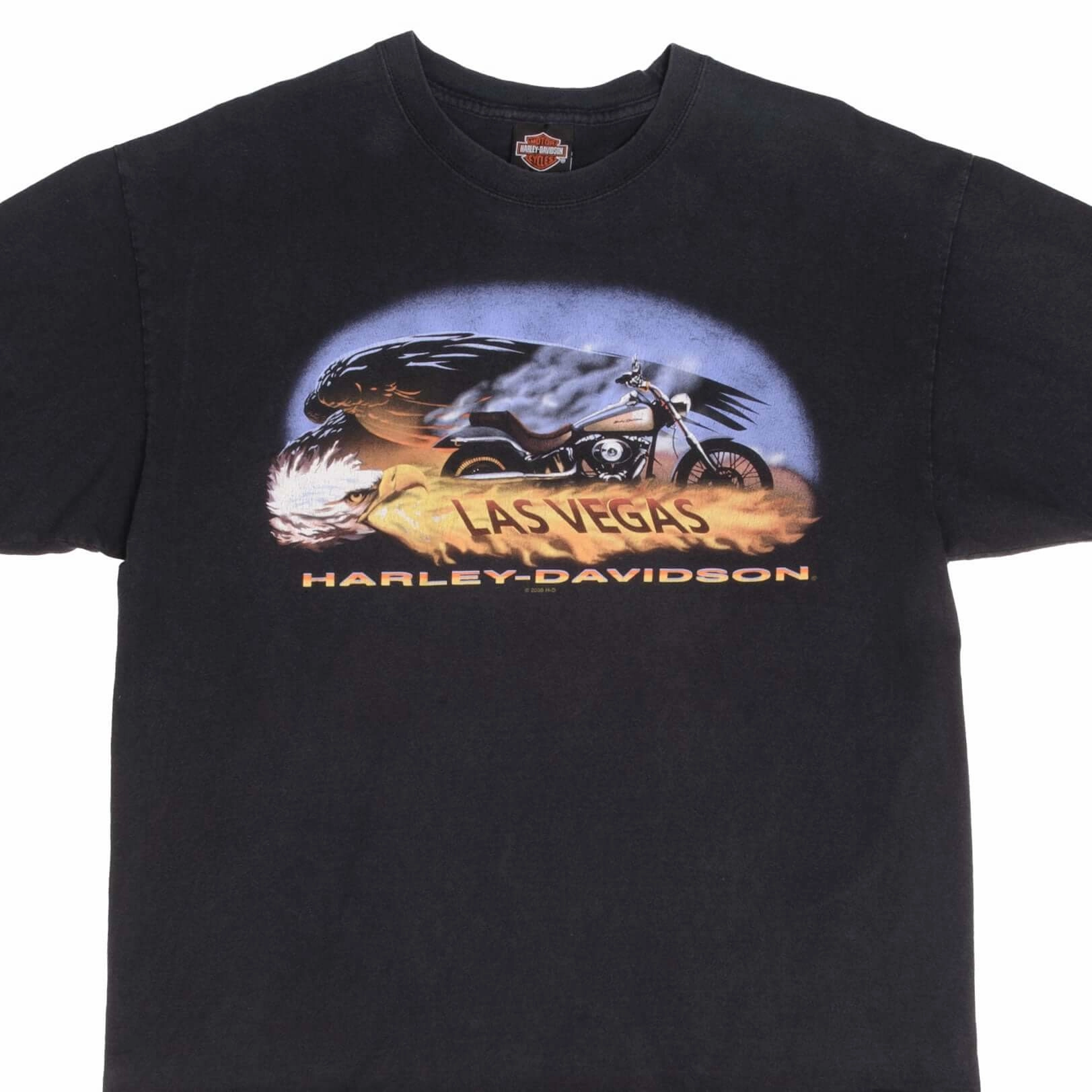 VINTAGE HARLEY DAVIDSON LAS VEGAS TEE SHIRT 2008 SIZE XL MADE IN USA Casual Flex Wear Stretchable