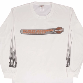 Adult sophistication Street Smart Look VINTAGE HARLEY DAVIDSON LONG SLEEVES FLAME TEE SHIRT 2007 SIZE LARGE