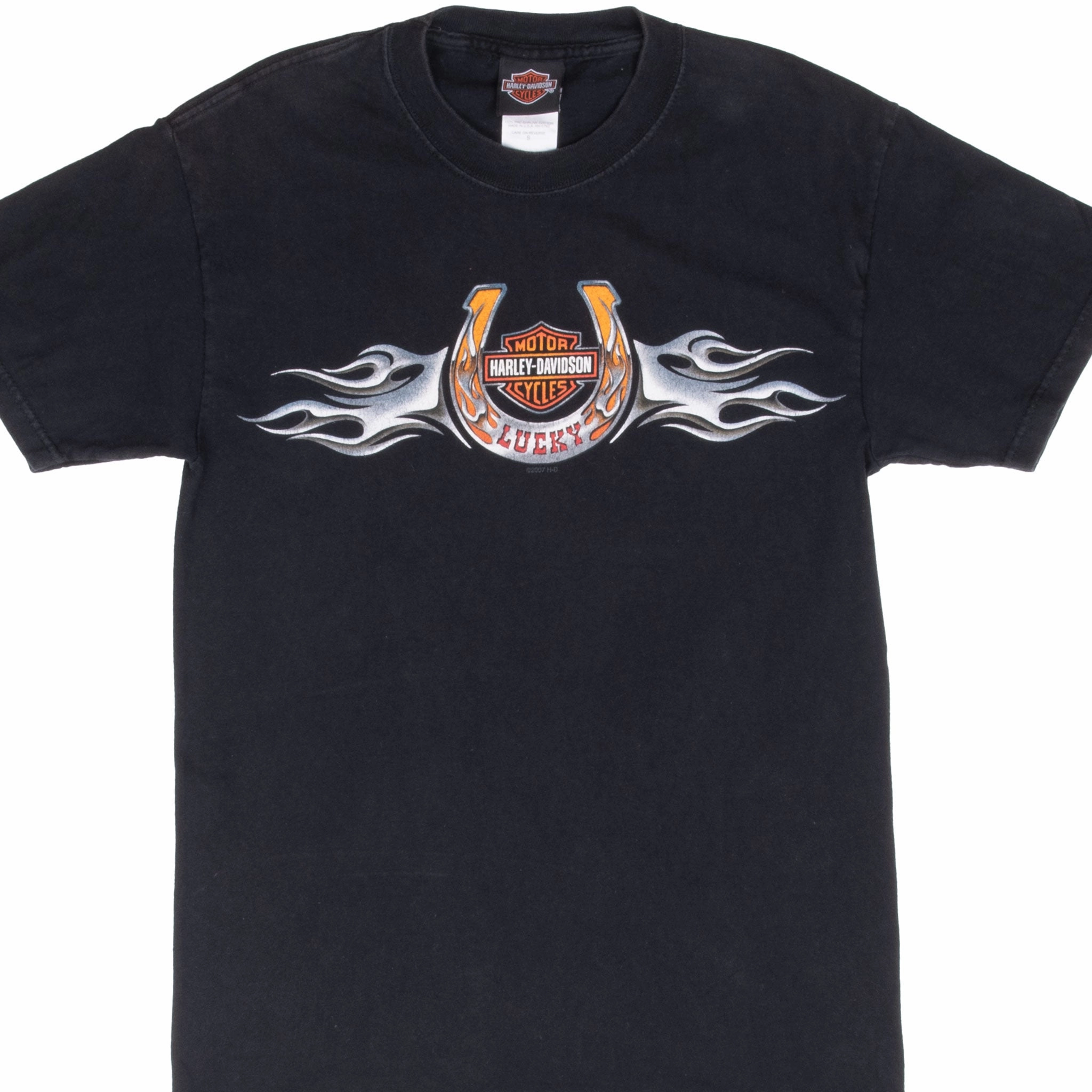 VINTAGE HARLEY DAVIDSON MALAGA SPAIN TEE SHIRT 2007 SMALL MADE IN USA Versatile Layering Anti Bacterial Treatment