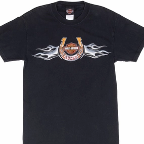 VINTAGE HARLEY DAVIDSON MALAGA SPAIN TEE SHIRT 2007 SMALL MADE IN USA Versatile Layering Anti Bacterial Treatment