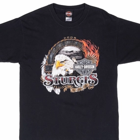 Layering Options Sporty Stretch Fit VINTAGE HARLEY DAVIDSON STURGIS 2008 TEE SHIRT LARGE MADE IN USA
