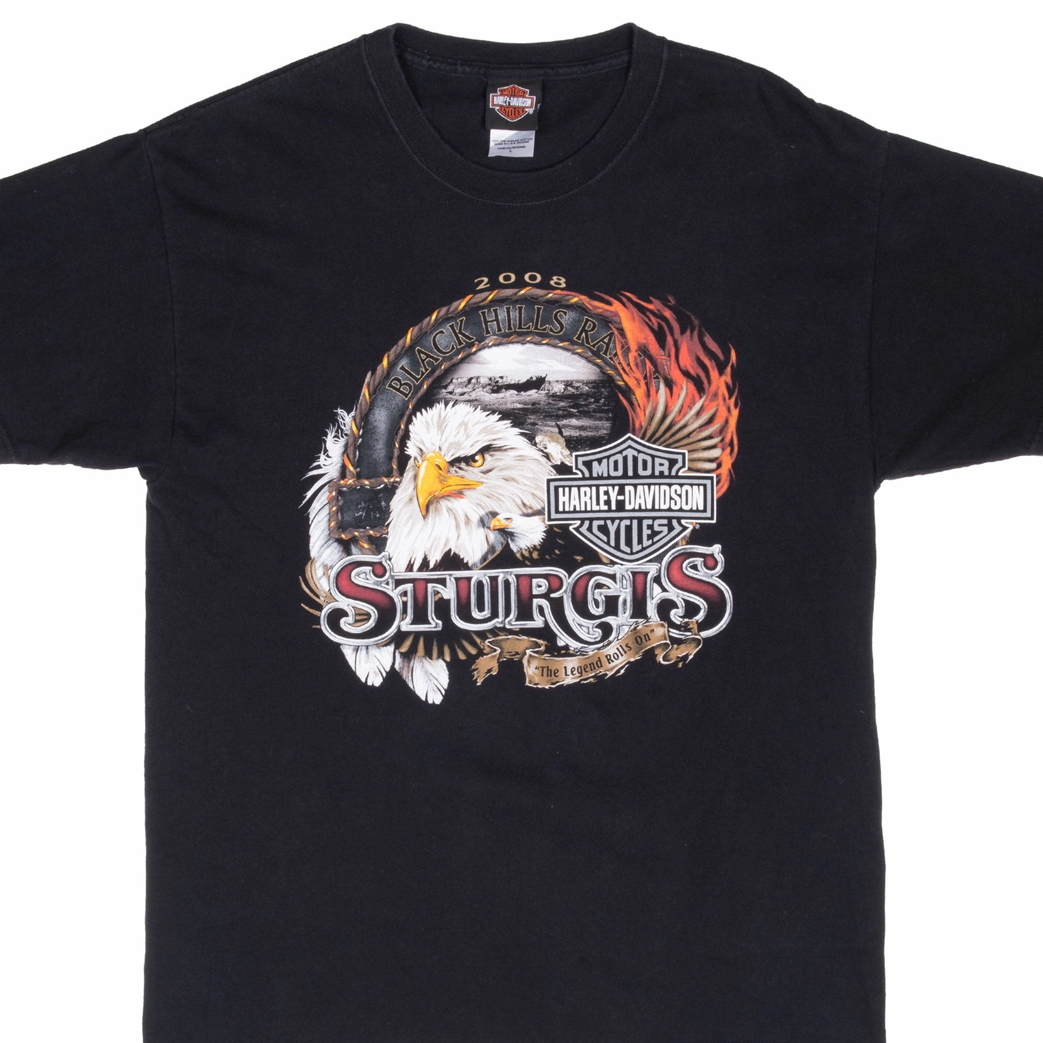 Layering Options Sporty Stretch Fit VINTAGE HARLEY DAVIDSON STURGIS 2008 TEE SHIRT LARGE MADE IN USA