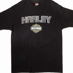 VINTAGE HARLEY DAVIDSON TEE SHIRT 1998 SIZE XL MADE IN USA Stretchable Collar Band Minimal Comfort Style