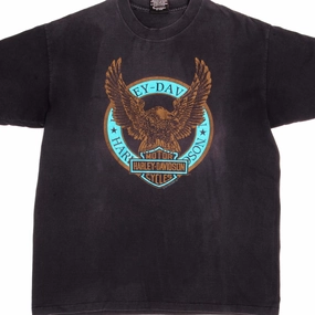 Layered Hem Detail Feminine Fit VINTAGE HARLEY DAVIDSON TEE SHIRT EAGLE 1990 SIZE LARGE MADE IN USA